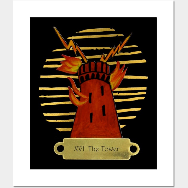 XVI The Tower Tarot card Wall Art by PaintingsbyArlette